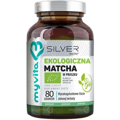MyVita Silver Ekologiczna Matcha w proszku, 80 g - Zawiera naturalną kofeinę – pobudza i dodaje energii