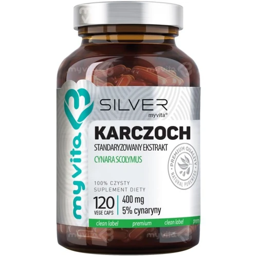 MyVita Silver Karczoch, 120 kapsułek - Ekstrakt 5% cynaryny wspiera trawienie i funkcje wątroby 