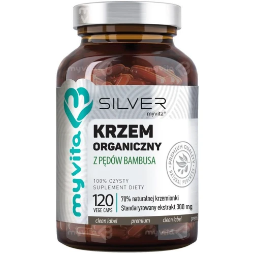 MyVita Silver Krzem organiczny z pędów bambusa, 120 kapsułek - Naturalne źródło krzemionki – wsparcie zdrową skórę, włosy i paznokcie