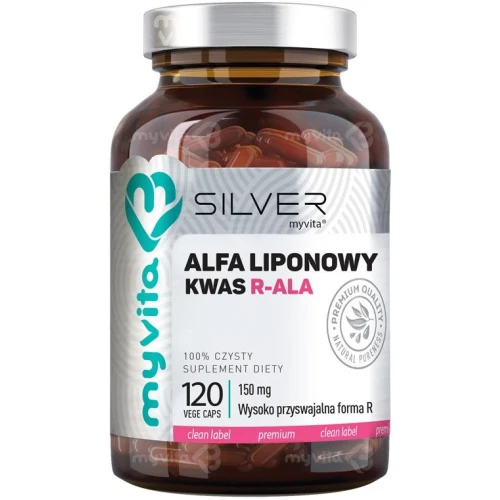 MyVita Silver Kwas Alfa-Liponowy R-ALA 150 mg, 120 kapsułek - Wysoko przyswajalna forma R