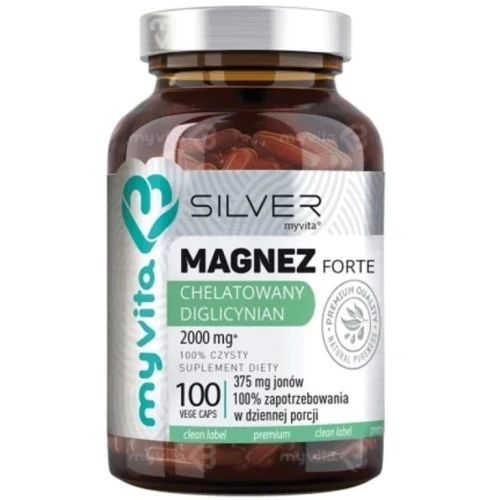 MyVita Silver Magnez Forte Chelatowany Diglicynian, 100 kapsułek - Wspiera prawidłowe funkcjonowanie układu nerwowego