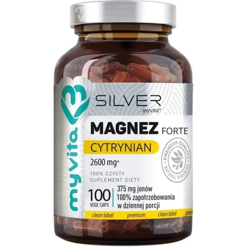 MyVita Silver Magnez Forte Cytrynian, 100 kapsułek - Cytrynian magnezu z aktywną witaminą B6 P-5-P