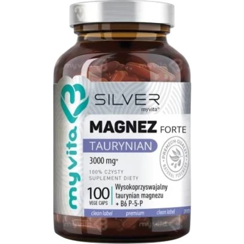 MyVita Silver Magnez Forte Taurynian, 100 kapsułek - Połączenie magnezu z tauryną i aktywną witaminą B6 P-5-P