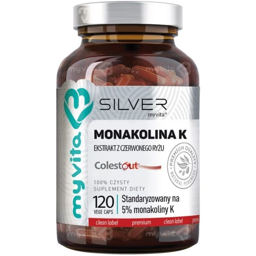 MyVita Silver Monakolina K, 120 kapsułek - Bez sztucznych dodatków i wypełniaczy