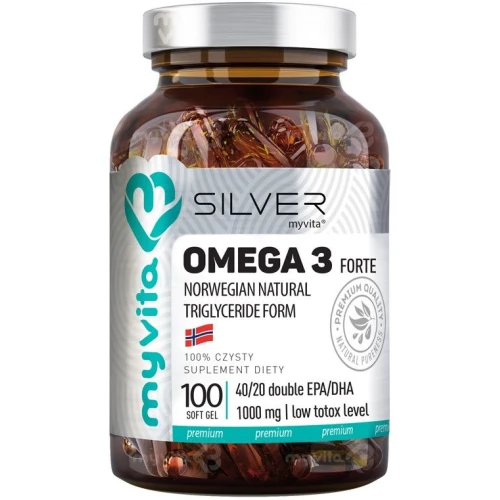 MyVita Silver Omega-3 Forte, 100 kapsułek - Wysoka dawka oleju rybiego w 1 kapsułce