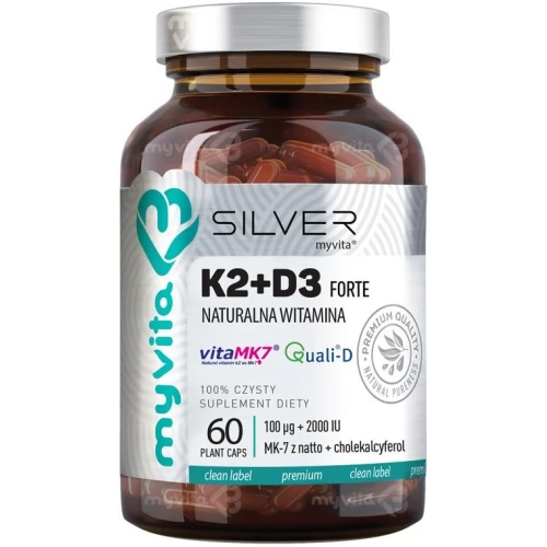 MyVita Silver Witamina K2 + D3 2000 IU, 60 kapsułek - Wsparcie zdrowych kości i odporności