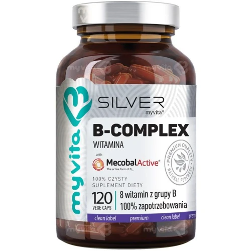 MyVita Silver Witamina B Complex, 120 kapsułek - Witaminy z grupy B wzbogacone o prebiotyk