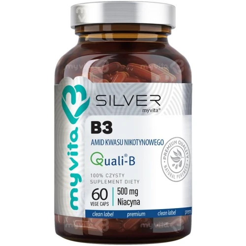 MyVita Silver Witamina B3 Amid Kwasu nikotynowego 500 mg, 60 kapsułek - Niacyna w kapsułkach