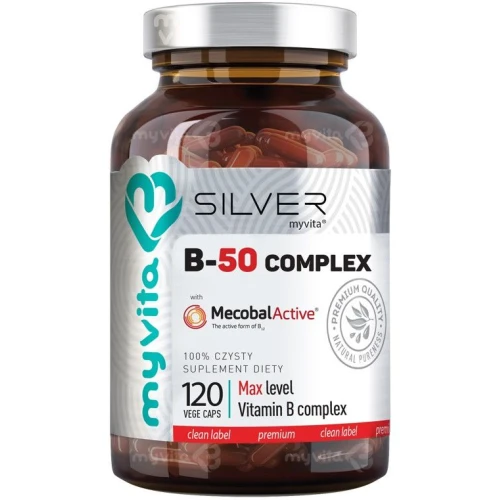 MyVita Silver Witamina B50 Complex, 120 kapsułek - 8 witamin z grupy B w 1 kapsułce