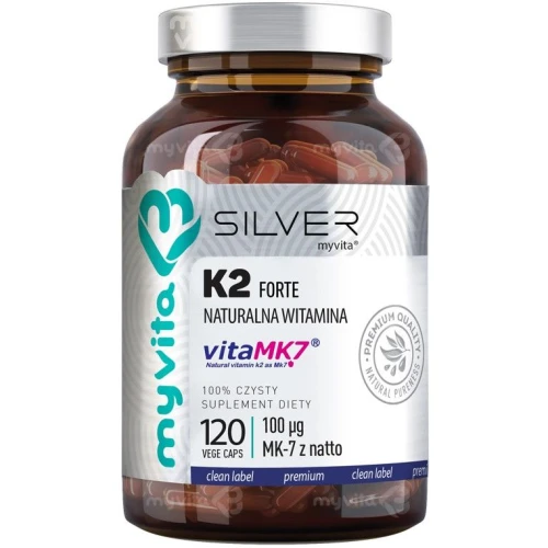 MyVita Silver Witamina K2 MK-7, 120 kapsułek - K2 w formie menachinonu-7 wspiera zdrowie kości