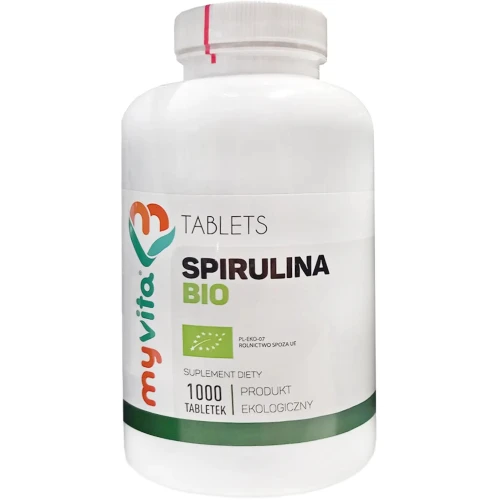 MyVita Spirulina Bio, 1000 tabletek - Sproszkowane algi morskie –źródło białka i witamin