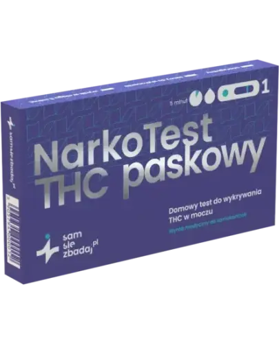 Narko Test THC paskowy domowy test do wykrywania THC w moczu, 1 sztuka - Wygodna metoda uzyskania wyniku w zaledwie kilka minut