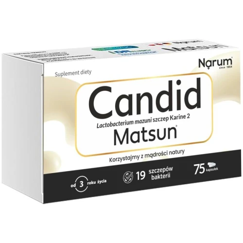 Narum Candid Matsun, 75 kapsułek - 19 szczepów bakterii probiotycznych w 1 kapsułce