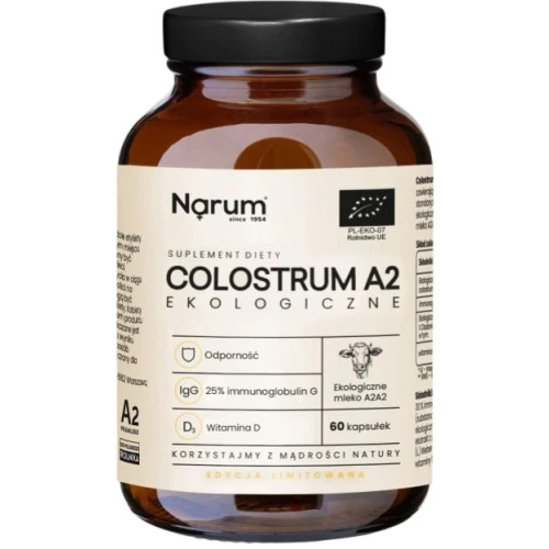 Narum Colostrum ekologiczne, 60 kapsułek - Colostrum z witaminą D