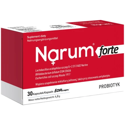 Narum Forte 100 mg, 30 kapsułek - Probiotyk od 3. roku życia