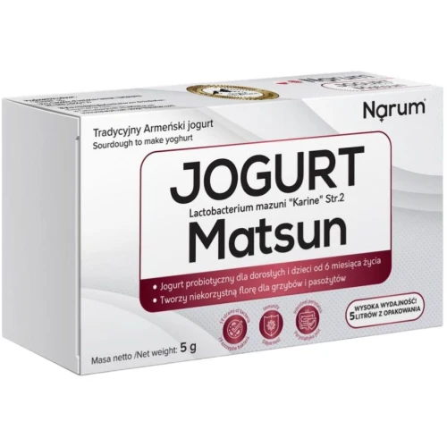 Narum Jogurt Matsun, tradycyjny armeński jogurt, 5 saszetek - 5 jednostek suchego fermentu do przygotowania 5 porcji jogurtu 