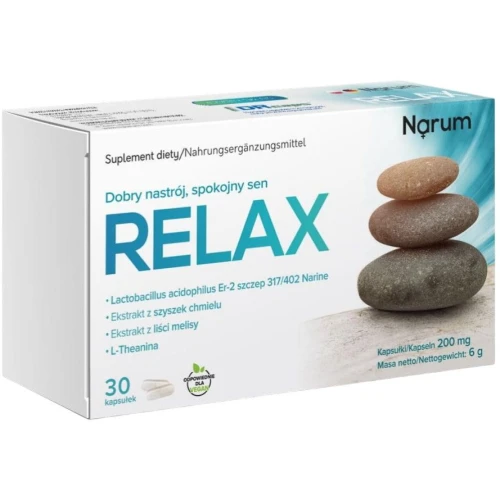Narum Relax 300 mg, 30 kapsułek - Probiotyk z melisą i chmielem
