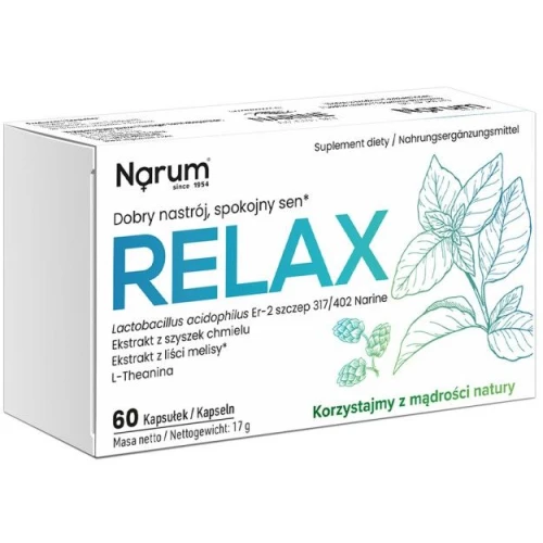 Narum Relax, 60 kapsułek - Probiotyk z melisą i chmielem