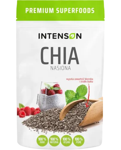 Intenson Nasiona Chia, 150 g - Szałwia hiszpańska z wysoką zawartością błonnika pokarmowego