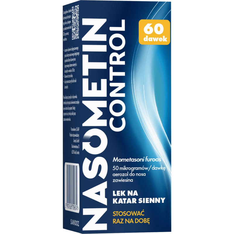 Nasometin Control, 50 mikrogramów/dawkę, aerozol do nosa, 60 dawek - Zawiesina do nosa z mometazonem