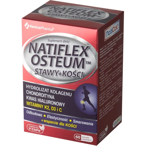 Natiflex Osteum, Stawy + Kości,  60 kapsułek - Kolagen rybi NatiCol®, kwas hialuronowy i witaminy