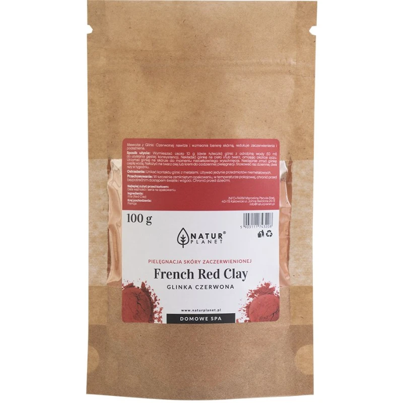 Natur Planet Glinka Czerwona, 100 g - Wspomaga terapię trądziku różowatego