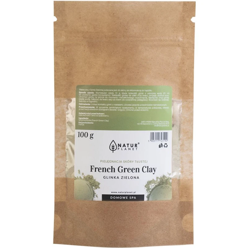 Natur Planet Glinka Zielona, 100 g - Naturalna pielęgnacja twarzy i ciała