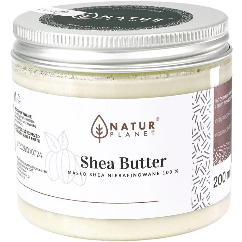 Natur Planet Masło Shea nierafinowane, 200 ml - Masło karite do pielęgnacji skóy i masażu