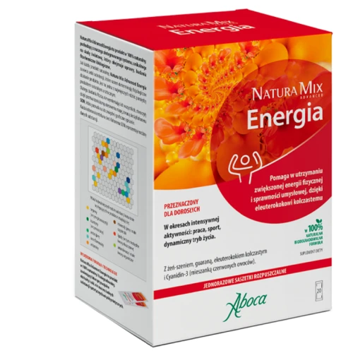 Aboca Natura Mix Advanced Energia, 20 saszetek - Żeń-szń i guarana wspierają w okresie intensywnej aktywności