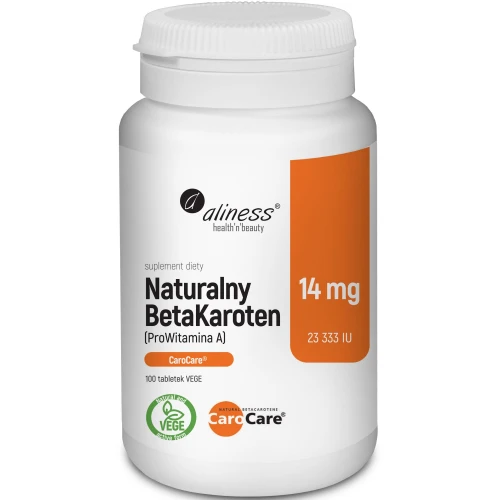 Aliness Naturalny BetaKaroten 14 mg, 100 tabletek - Z naturalną prowitaminą A