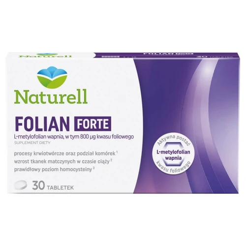 Naturell Folian Forte, 30 tabletek - Wysoka dawka kwasu foliowego