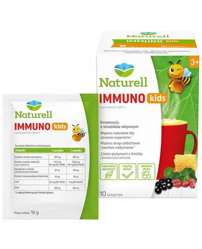 Naturell Immuno Kids, 10 saszetek - Ze składnikami wspomagającymi prawidłowe funkcjonowanie układu odpornościowego
