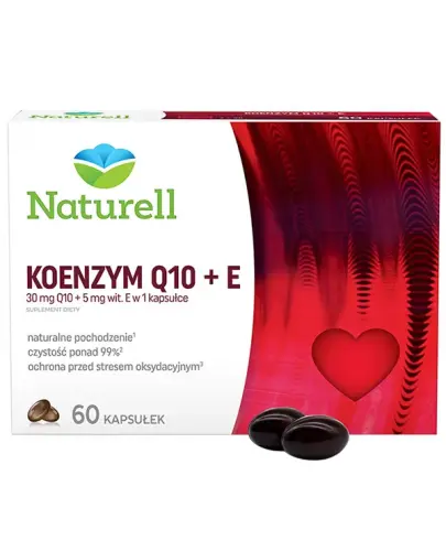 Naturell Koenzym Q-10 30 mg + Witamina E, 60 kapsułek - Dla osóbą z obniżoną naturalną syntezą koenzymu Q10