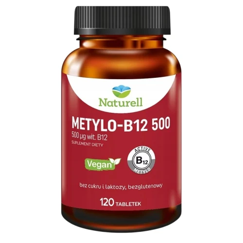 Naturell Metylo-B12 500 µg, 120 tabletek - Wysoka zawartość witaminy B12 w 1 tabletce