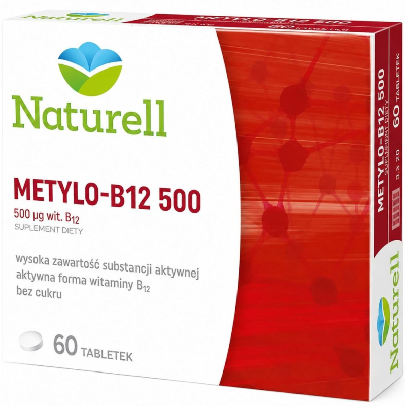 Naturell Metylo-B12 500, 60 tabletek - Wspomaga funkcjonowanie układu odpornościowego oraz zmniejszenia uczucia zmęczenia