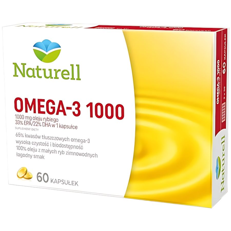 Naturell Omega 3 1000, 60 kapsułek - Uzupełnia w diecie kwasy Omega-3, wspomaga  funkcjonowanie serca i mózgu