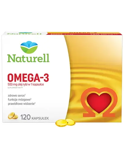 Naturell Omega 3, 120 kapsułek - Uzupełnia dietę w kwasy tłuszczowe Omega-3, wspomaga funkcjonowanie serca i mózgu
