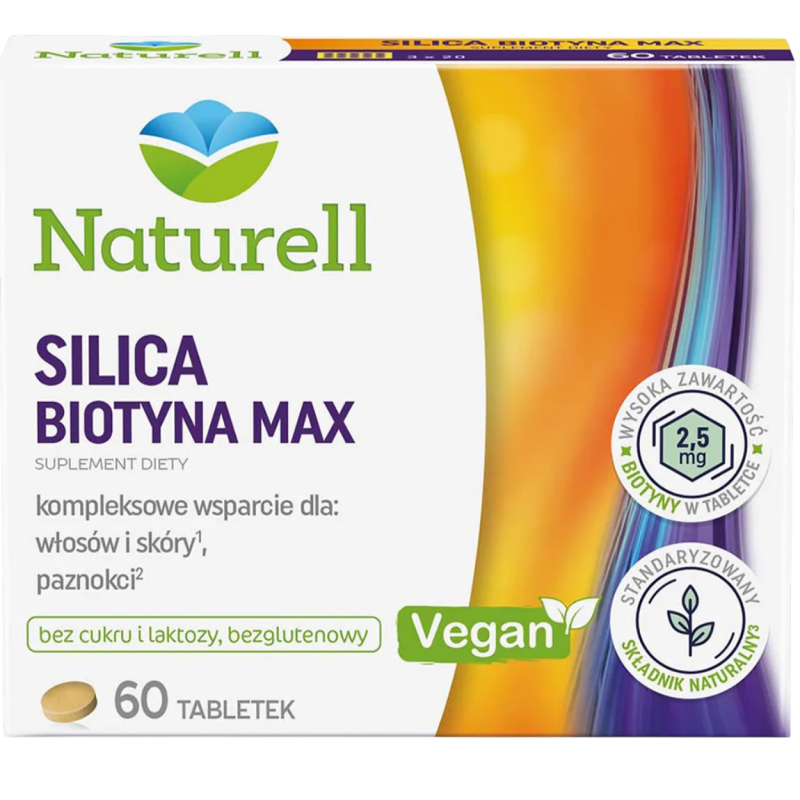 Naturell Silica Biotyna Max, 60 tabletek - Z biotyną, która pomaga zachować zdrową skórę i włosy