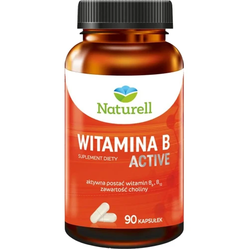 Naturell Witamina B Active, 90 kapsułek -  8 witamin z grupy B wzbogacone o cholinę – wsparcie układu nerwowego