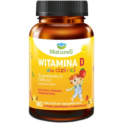 Naturell Witamina D dla dzieci, 180 tabletek do rozgryzania i żucia - Odporność i mocne kości każdego dnia