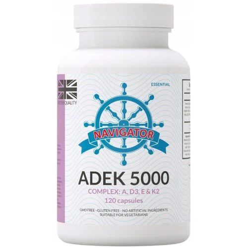 Navigator Witamina ADEK 5000 Complex, 120 kapsułek - Kompleks witamin A, D3, E i K2 MK-7