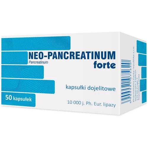 Neo-Pancreatinum Forte 10000 j.Ph.Eur., 50 kapsułek dojelitowych - stosowane w stanach niedoboru enzymów trzustkowych