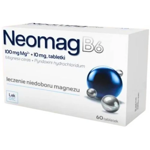 Neomag B6 100 mg + 10 mg, 60 tabletek - Magnez z witaminą B6