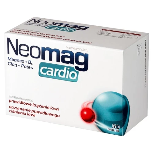Neomag Cardio, 50 tabletek - Suplement diety z magnezem, potasem i głogiem