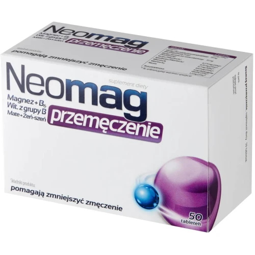 Neomag Przemęczenie, 50 tabletek - Z magnezem, witaminami i żeń-szeniem