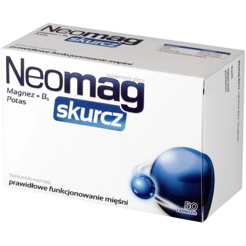 Neomag Skurcz, 50 tabletek - Suplement diety z magnezem i potasem.