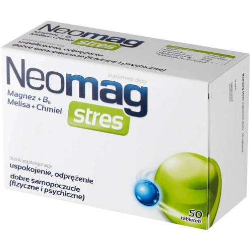Neomag Stres, 50 tabletek - Suplement diety z magnezem i melisą