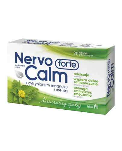 NervoCalm Forte, 20 tabletek powlekanych  - Z ekstraktem różeńca górskiego, melisy i magnezem, które wspierają samopoczucie