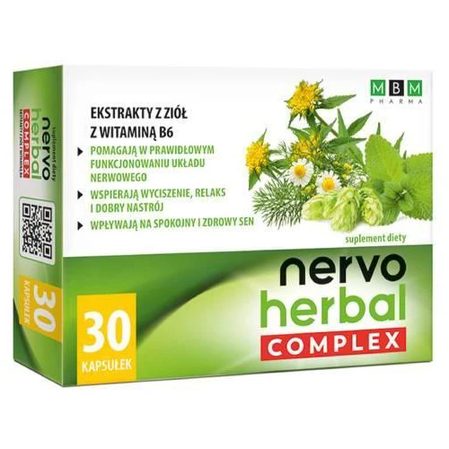 NervoHerbal Complex, 30 kapsułek - Wsparcie w sytuacji napięcia nerwowego oraz trudności z zasypianiem