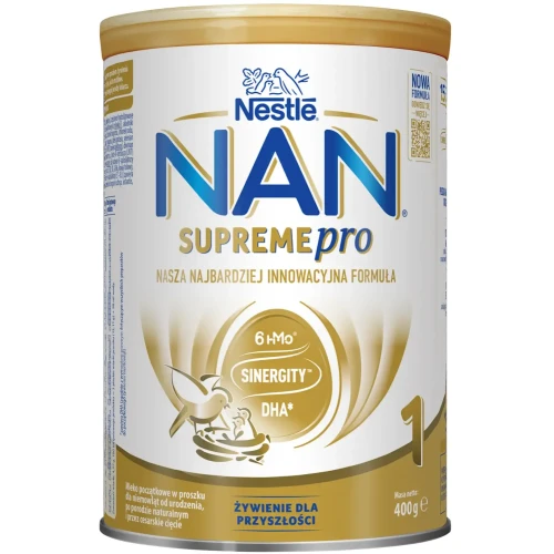 Nestle NAN SupremePro 1, mleko początkowe, 400 g - Dla zdrowych niemowląt od urodzenia, zawiera 6 oligosacharydów oraz DHA 